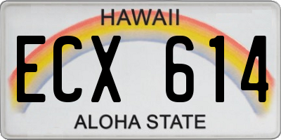 HI license plate ECX614