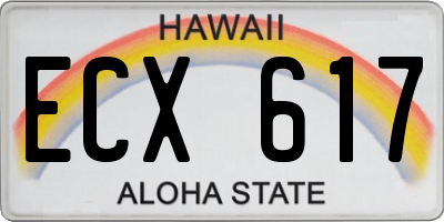 HI license plate ECX617