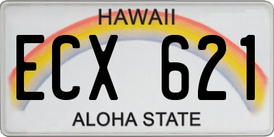 HI license plate ECX621
