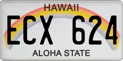 HI license plate ECX624