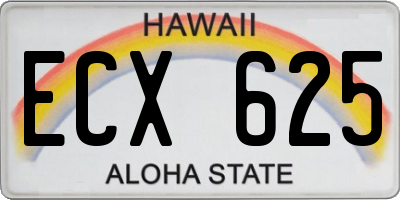 HI license plate ECX625