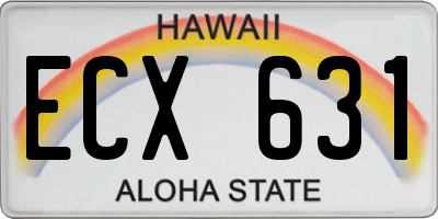 HI license plate ECX631