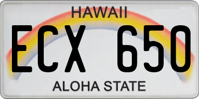 HI license plate ECX650