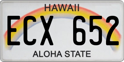 HI license plate ECX652