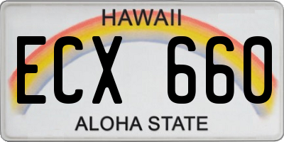 HI license plate ECX660