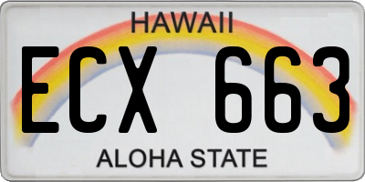 HI license plate ECX663