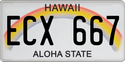 HI license plate ECX667
