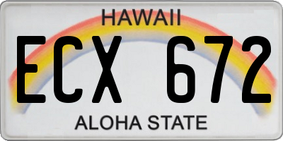 HI license plate ECX672