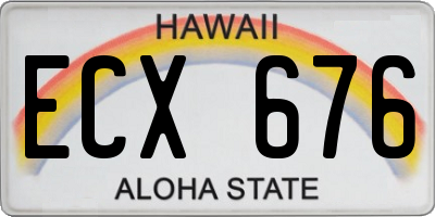 HI license plate ECX676