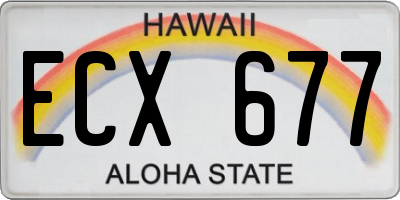 HI license plate ECX677