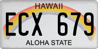 HI license plate ECX679