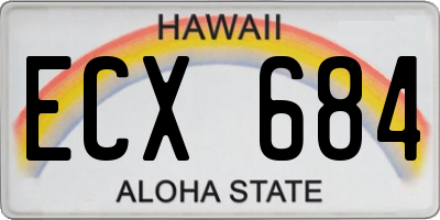 HI license plate ECX684