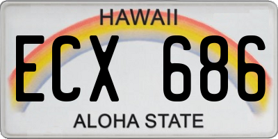 HI license plate ECX686