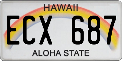 HI license plate ECX687