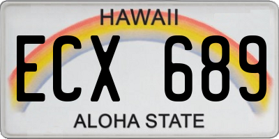 HI license plate ECX689