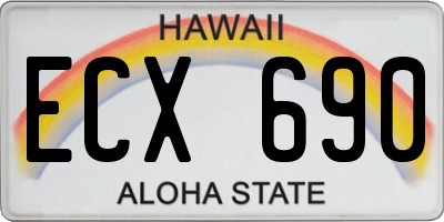 HI license plate ECX690