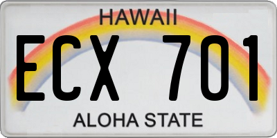 HI license plate ECX701