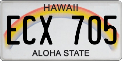 HI license plate ECX705