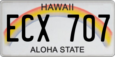 HI license plate ECX707