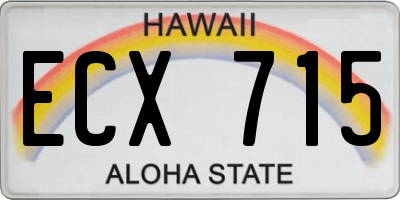 HI license plate ECX715