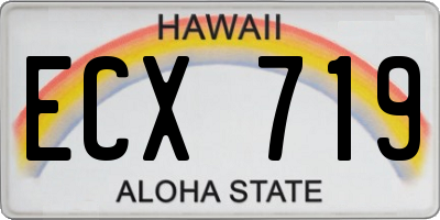 HI license plate ECX719