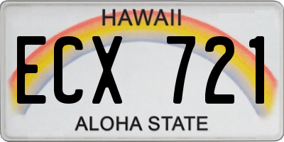 HI license plate ECX721