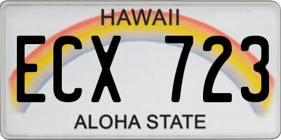 HI license plate ECX723