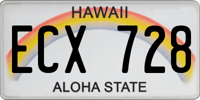 HI license plate ECX728