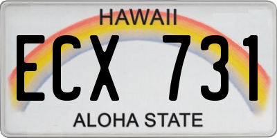HI license plate ECX731