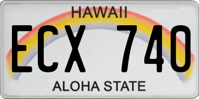 HI license plate ECX740