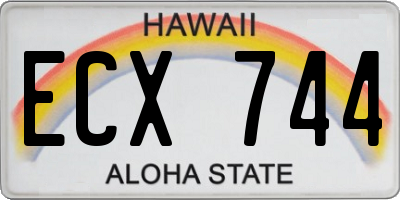 HI license plate ECX744