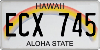 HI license plate ECX745