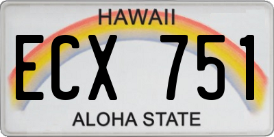 HI license plate ECX751