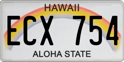 HI license plate ECX754
