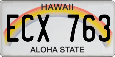 HI license plate ECX763