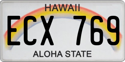 HI license plate ECX769