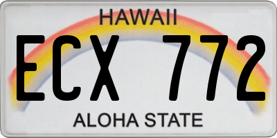 HI license plate ECX772