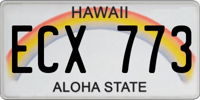 HI license plate ECX773
