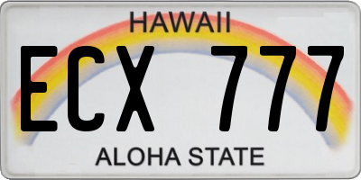HI license plate ECX777