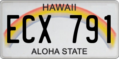 HI license plate ECX791