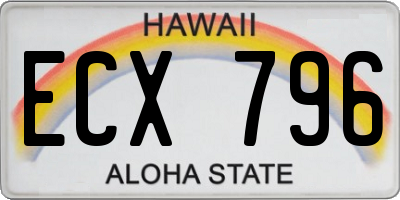 HI license plate ECX796
