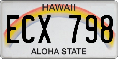 HI license plate ECX798