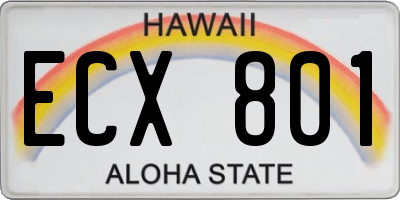 HI license plate ECX801
