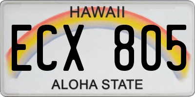 HI license plate ECX805