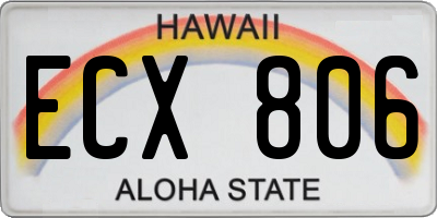 HI license plate ECX806
