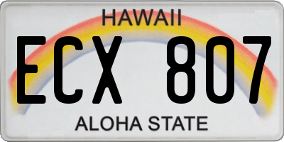 HI license plate ECX807