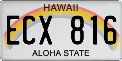 HI license plate ECX816