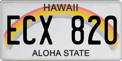 HI license plate ECX820