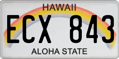 HI license plate ECX843