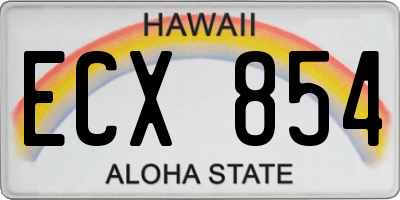 HI license plate ECX854
